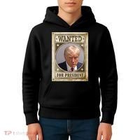 Wanted For President Funny Donald Trump Mugshot Kids Hoodie thumb 4
