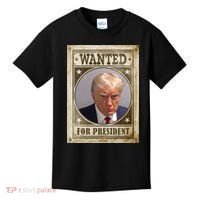 Wanted For President Funny Donald Trump Mugshot Kids T-Shirt thumb 0