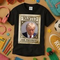 Wanted For President Funny Donald Trump Mugshot Kids T-Shirt thumb 3