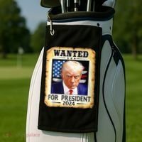 Wanted For President 2024 Donald Trump Golf Towel thumb 2