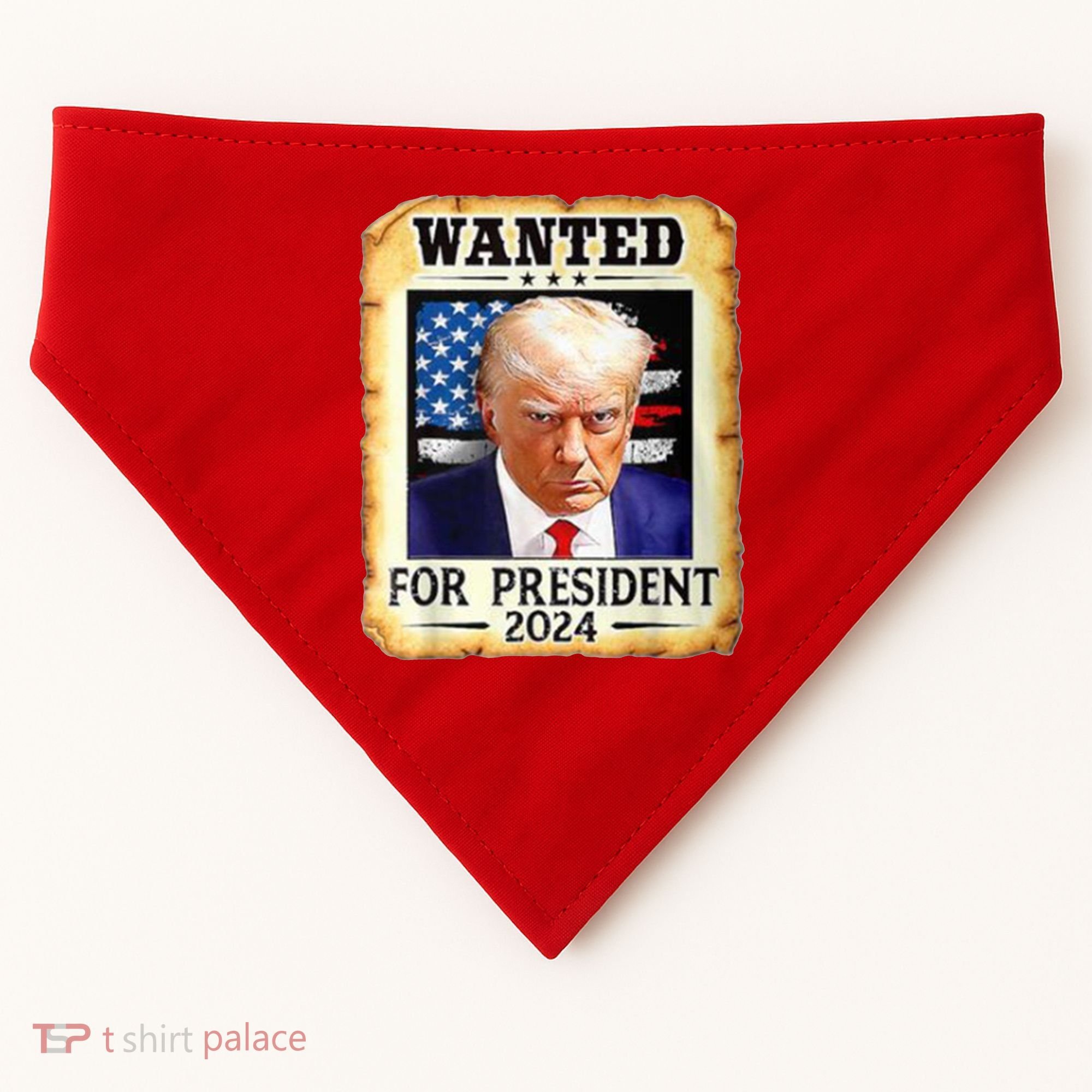 Wanted For President 2024 Donald Trump USA-Made Doggie Bandana
