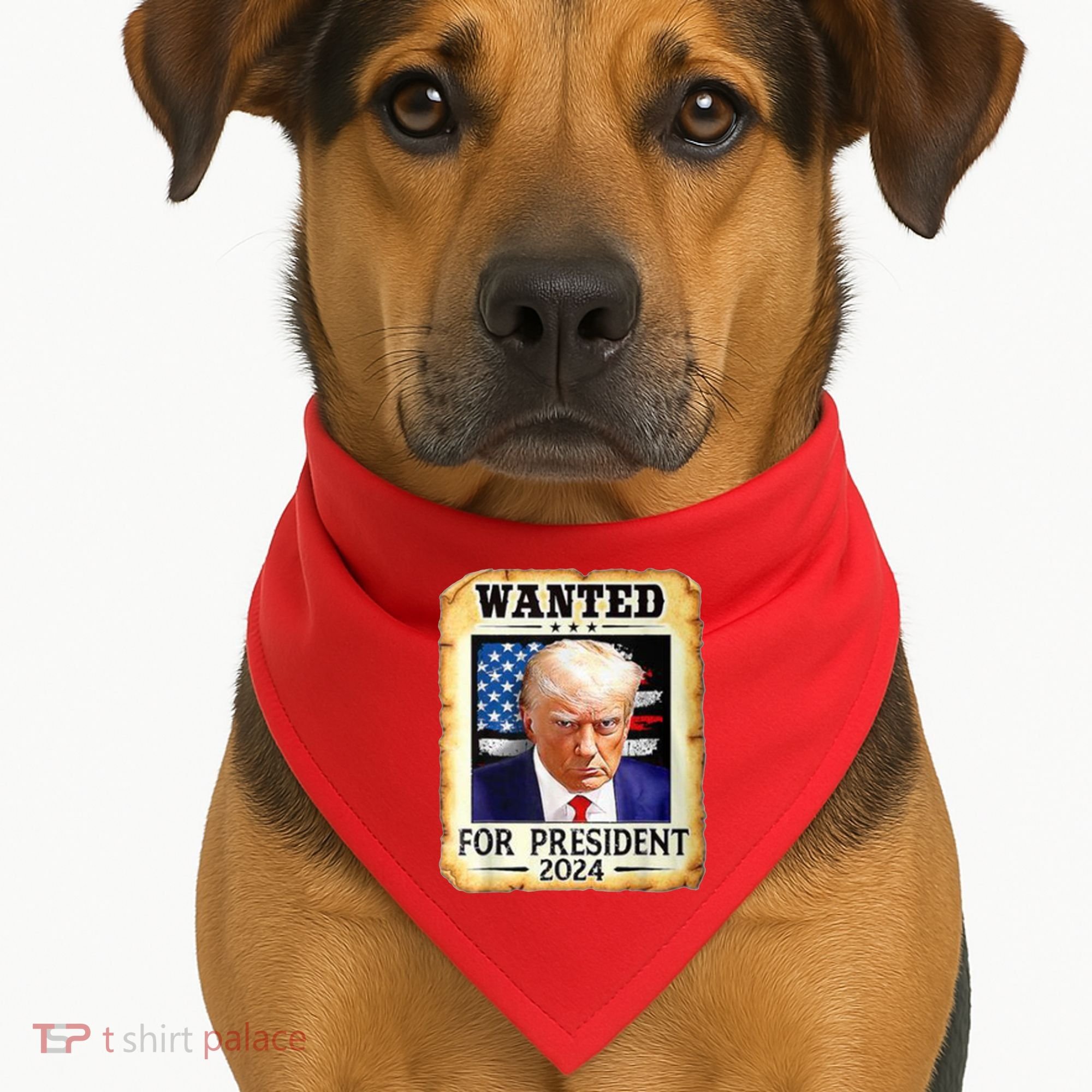 Wanted For President 2024 Donald Trump USA-Made Doggie Bandana