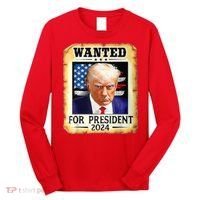 Wanted For President 2024 Donald Trump Long Sleeve Shirt thumb 0