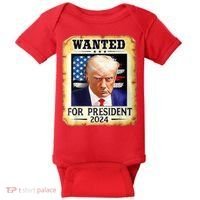 Wanted For President 2024 Donald Trump Baby Bodysuit thumb 0