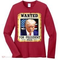 Wanted For President 2024 Donald Trump Women's Long Sleeve Shirt thumb 0