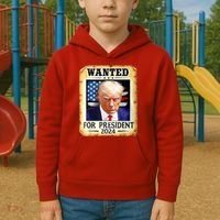 Wanted For President 2024 Donald Trump Kids Hoodie thumb 2