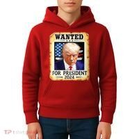 Wanted For President 2024 Donald Trump Kids Hoodie thumb 4
