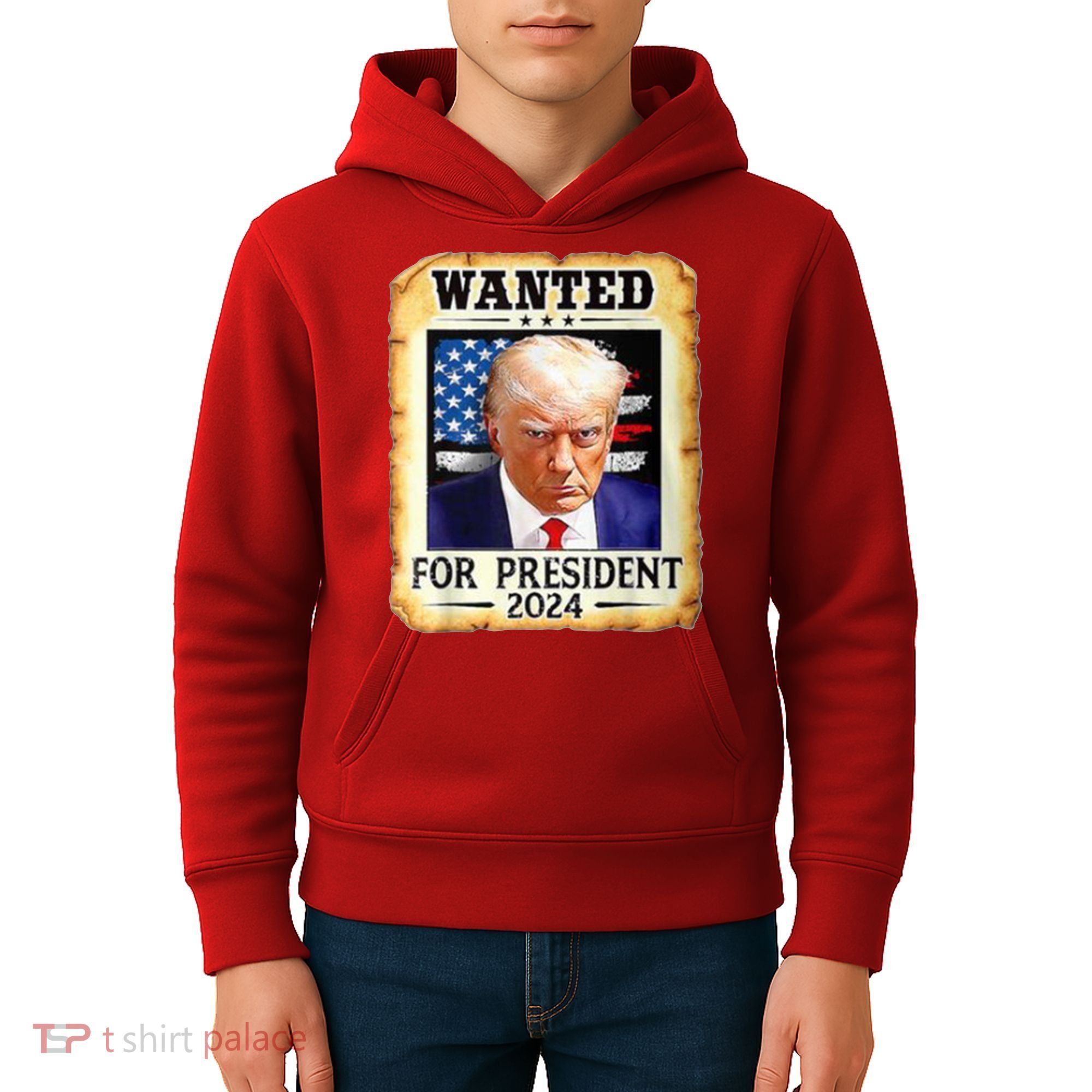 Wanted For President 2024 Donald Trump Kids Hoodie