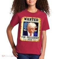 Wanted For President 2024 Donald Trump Kids T-Shirt thumb 2