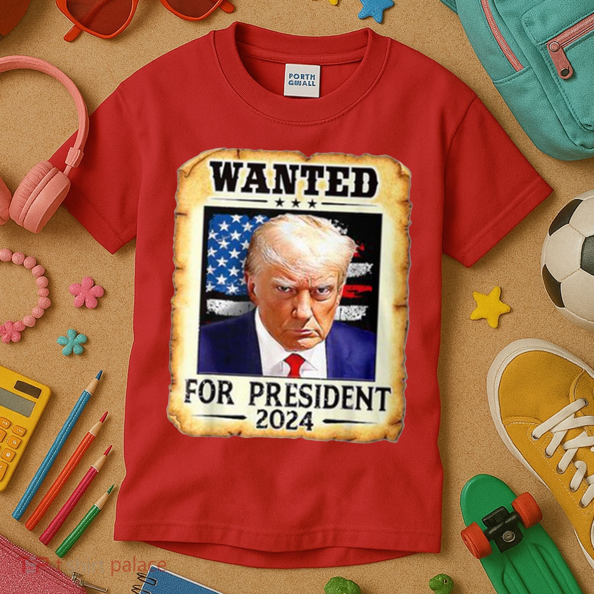 Wanted For President 2024 Donald Trump Kids T-Shirt