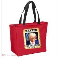 Wanted For President 2024 Donald Trump Tote Bag thumb 2