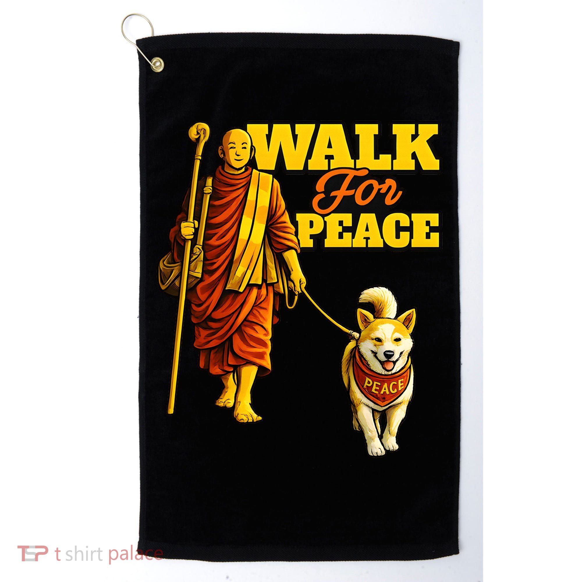  Walk For Peace Walking Monks And Aloka Dog Golf Towel