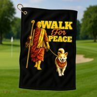  Walk For Peace Walking Monks And Aloka Dog Golf Towel thumb 1