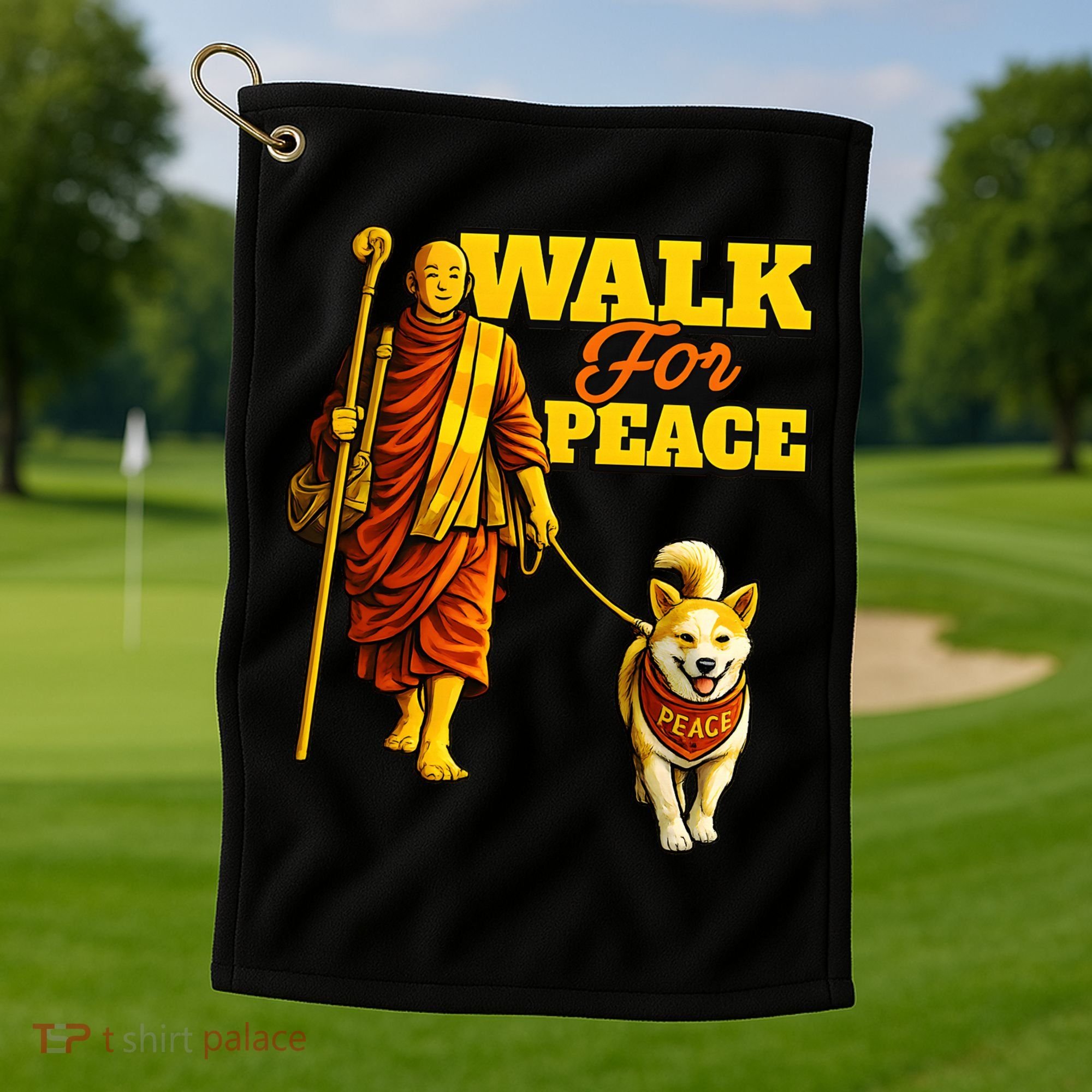  Walk For Peace Walking Monks And Aloka Dog Golf Towel