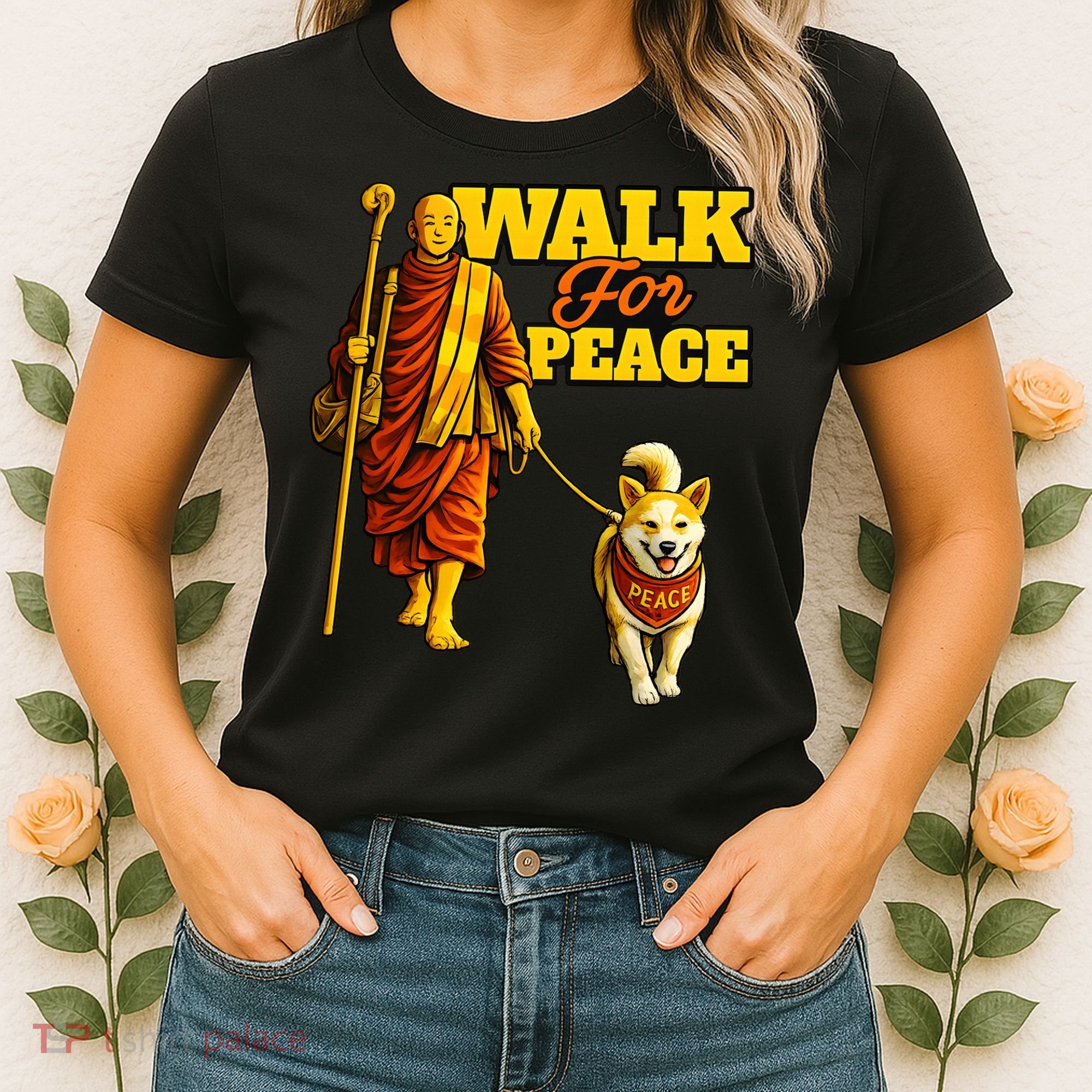  Walk For Peace Walking Monks And Aloka Dog Women's T-Shirt