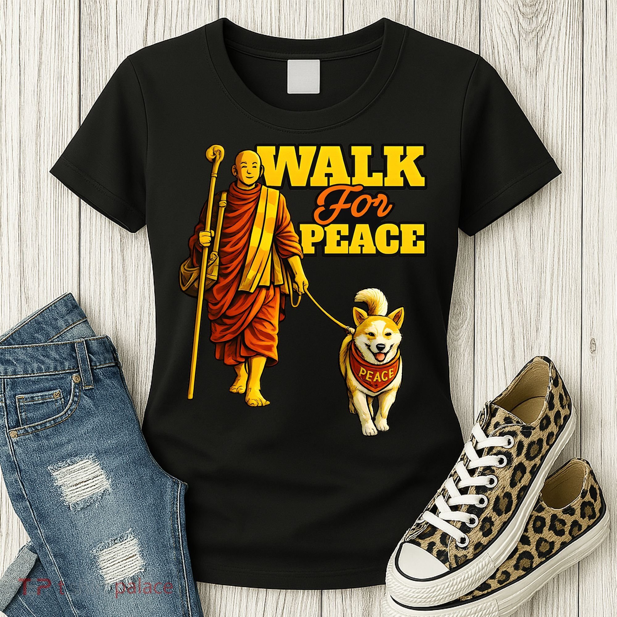  Walk For Peace Walking Monks And Aloka Dog Women's T-Shirt