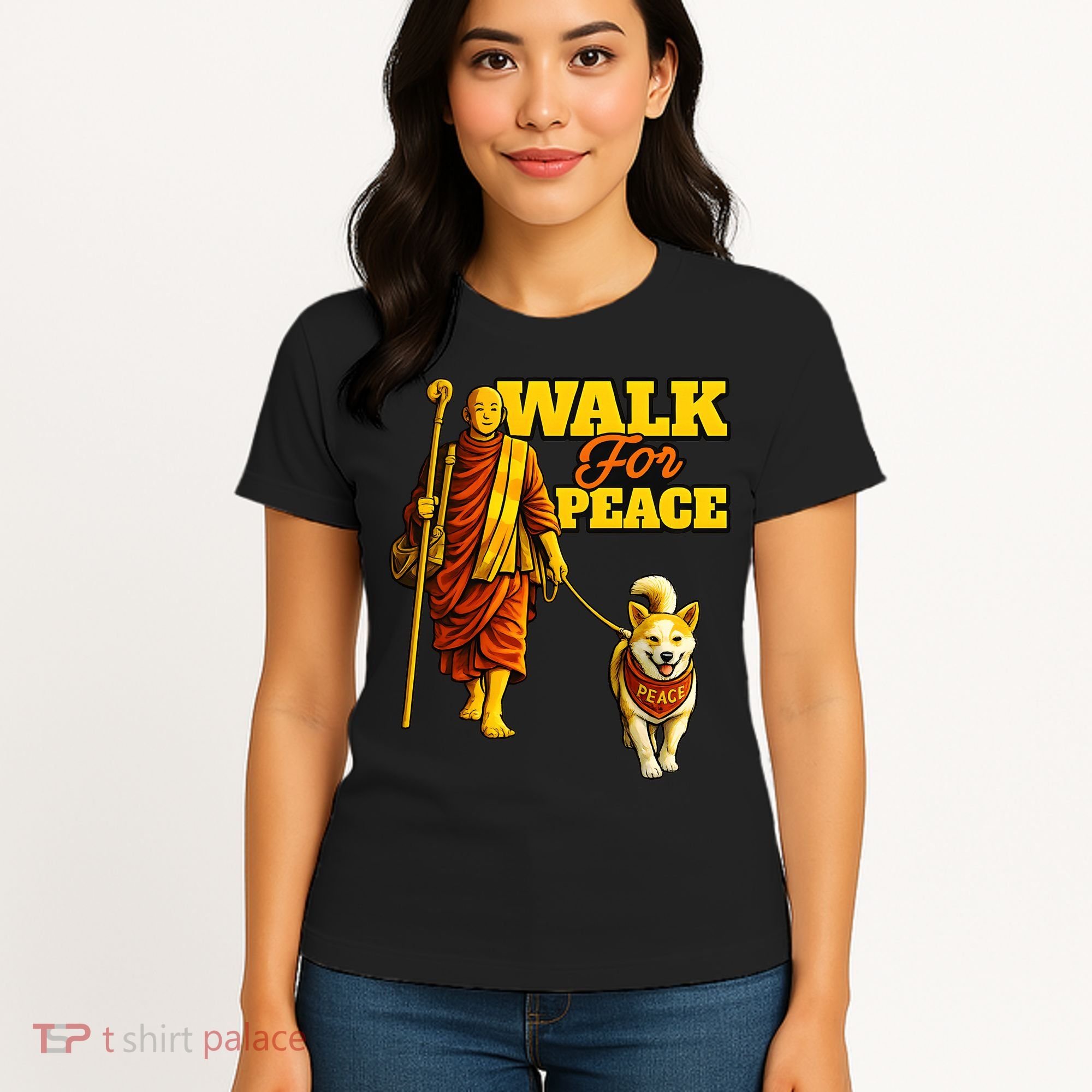  Walk For Peace Walking Monks And Aloka Dog Women's T-Shirt