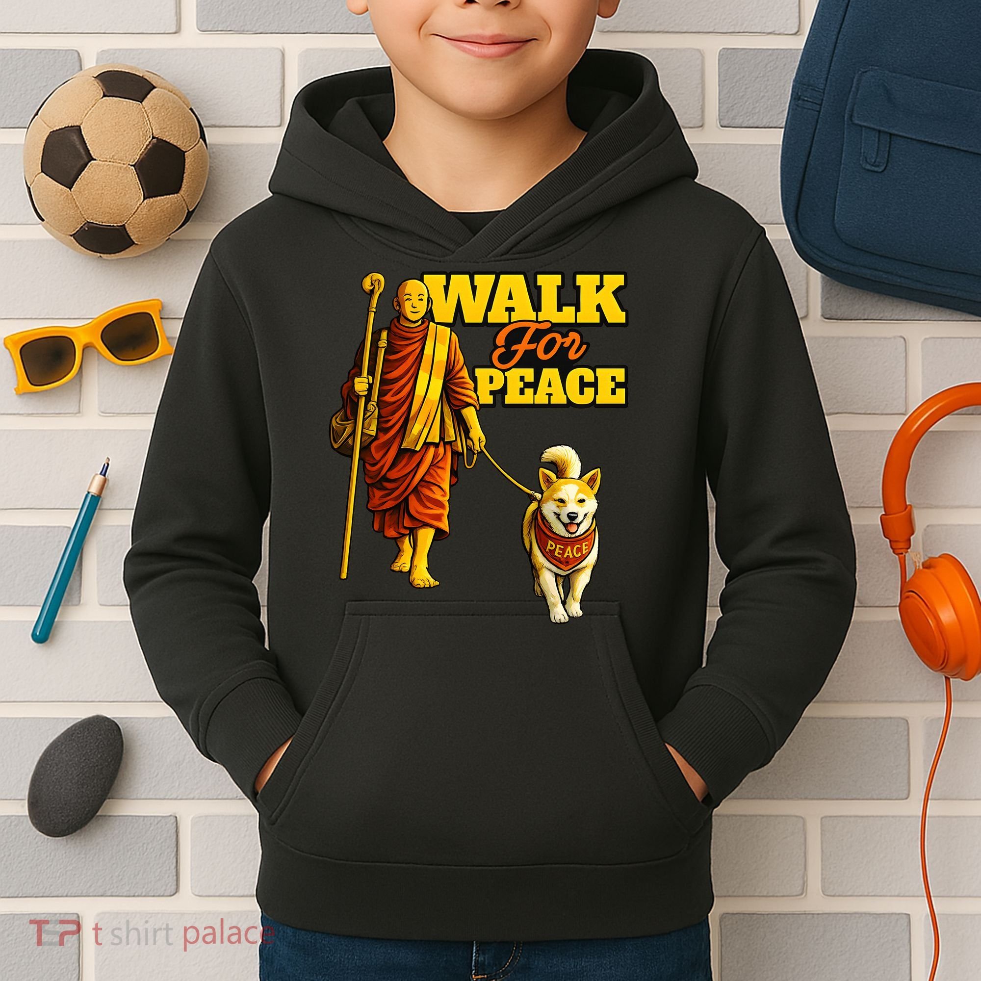  Walk For Peace Walking Monks And Aloka Dog Kids Hoodie