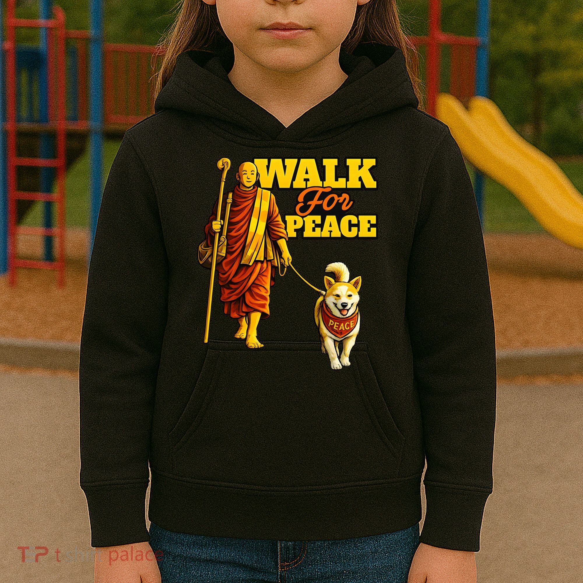  Walk For Peace Walking Monks And Aloka Dog Kids Hoodie