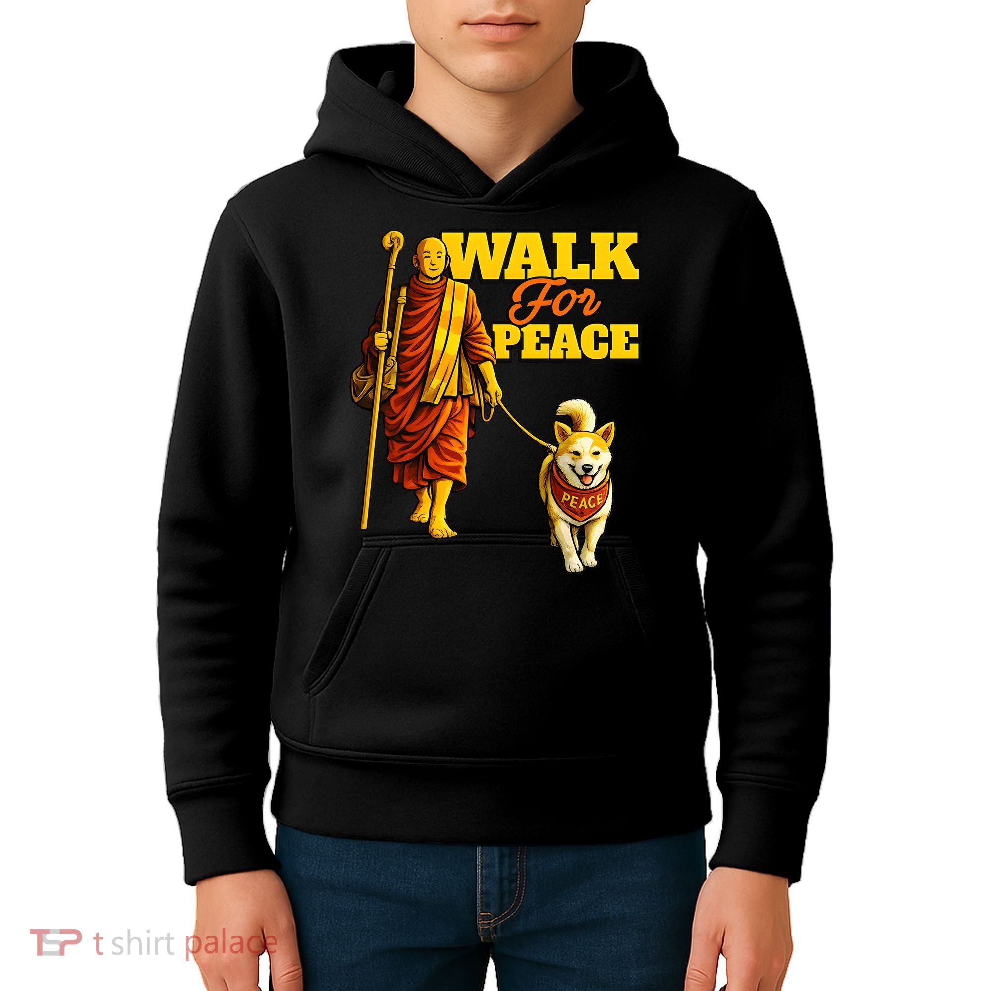  Walk For Peace Walking Monks And Aloka Dog Kids Hoodie