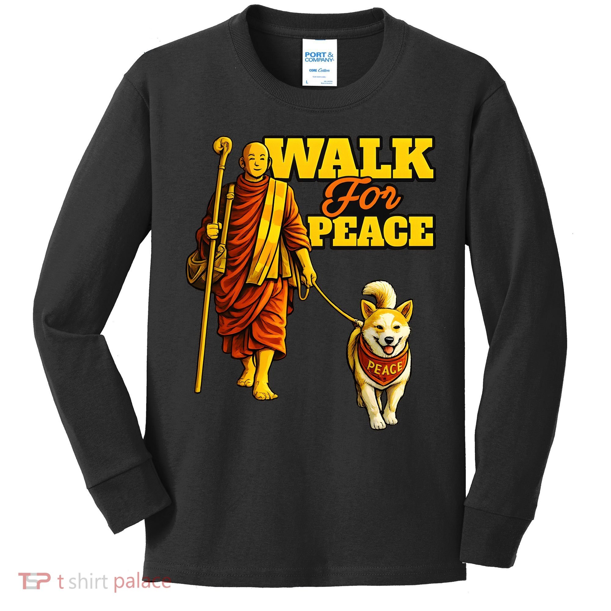  Walk For Peace Walking Monks And Aloka Dog Kids Long Sleeve Shirt