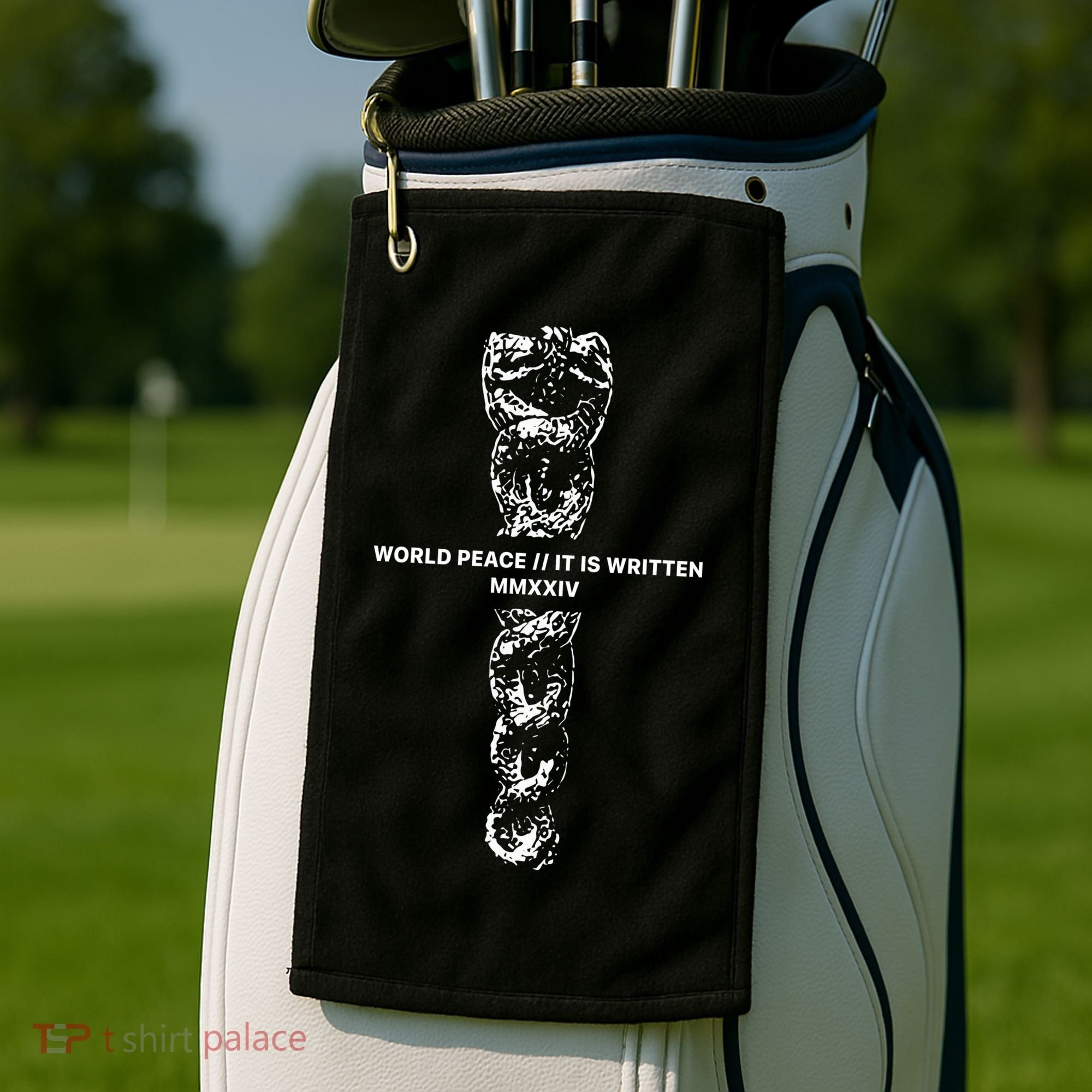 World Fucking Peace World Peace It Is Written Mmxxiv Snake Golf Towel