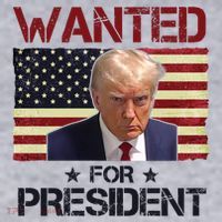 Wanted For President Donald Trump American Flag Women's Sweatshirt thumb 2
