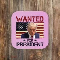 Wanted For President Donald Trump American Flag Coaster thumb 0