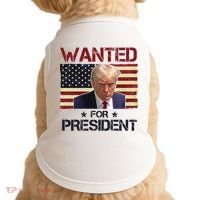 Wanted For President Donald Trump American Flag Doggie Tank thumb 0