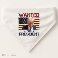 Wanted For President Donald Trump American Flag USA-Made Doggie Bandana thumb 0