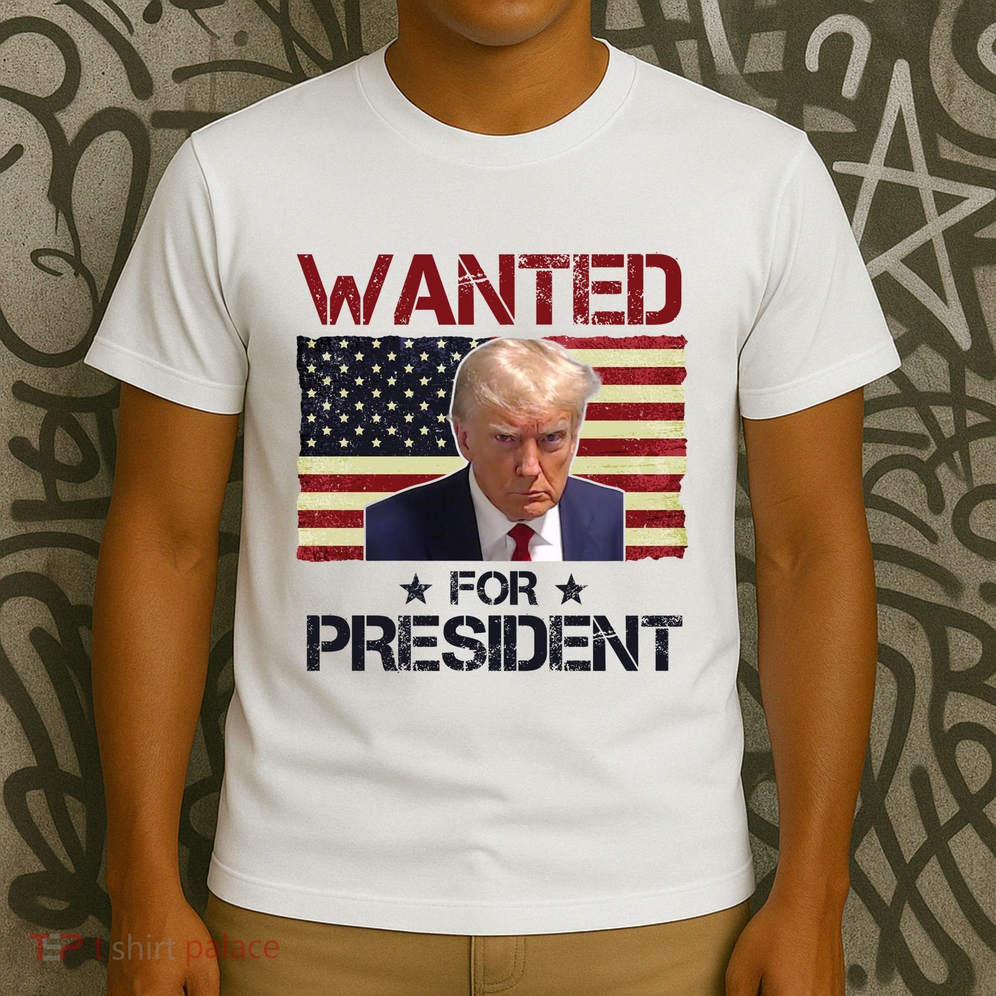 Wanted For President Donald Trump American Flag T-Shirt