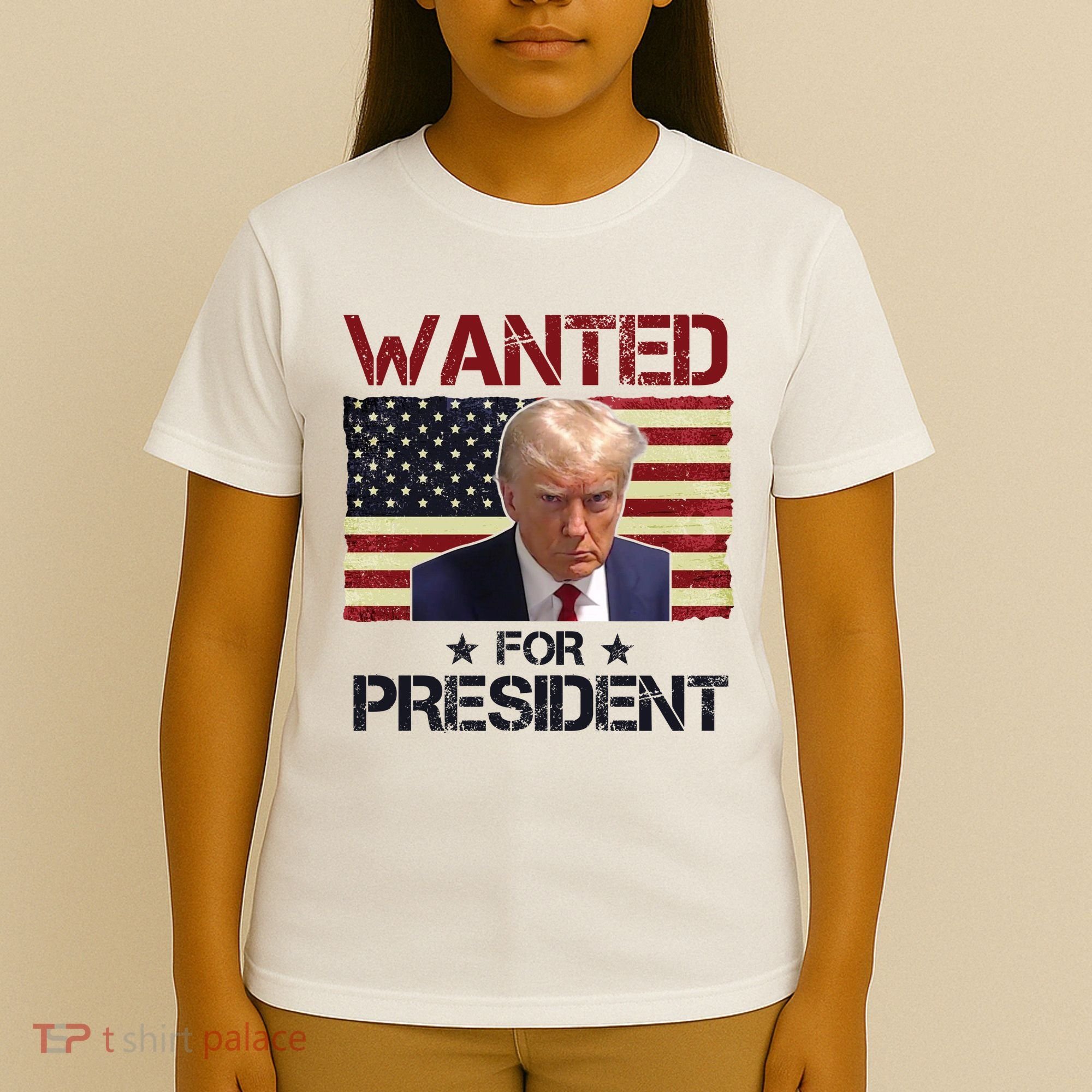 Wanted For President Donald Trump American Flag T-Shirt