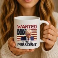 Wanted For President Donald Trump American Flag Coffee Mug thumb 3