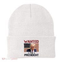 Wanted For President Donald Trump American Flag Beanie thumb 0