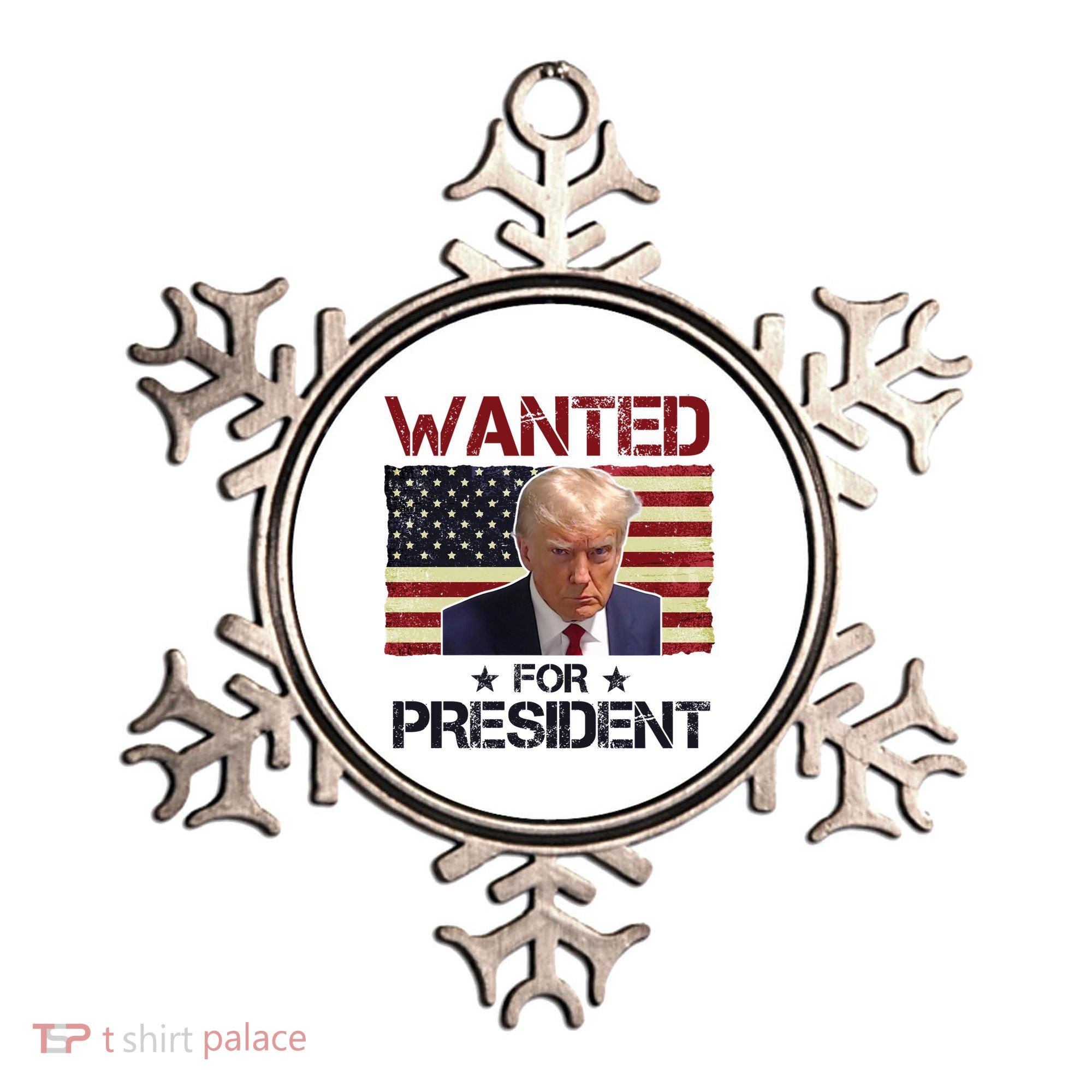 Wanted For President Donald Trump American Flag Ornament