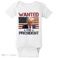Wanted For President Donald Trump American Flag Baby Bodysuit thumb 0