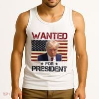 Wanted For President Donald Trump American Flag Tank Top thumb 3