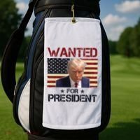 Wanted For President Donald Trump American Flag Golf Towel thumb 2