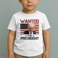 Wanted For President Donald Trump American Flag Toddler T-Shirt thumb 2