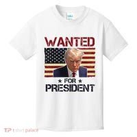 Wanted For President Donald Trump American Flag Kids T-Shirt thumb 0