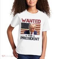 Wanted For President Donald Trump American Flag Kids T-Shirt thumb 2