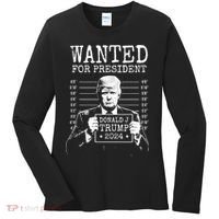 Wanted For President Donald Trump 2024 Mugshot Women's Long Sleeve Shirt thumb 0