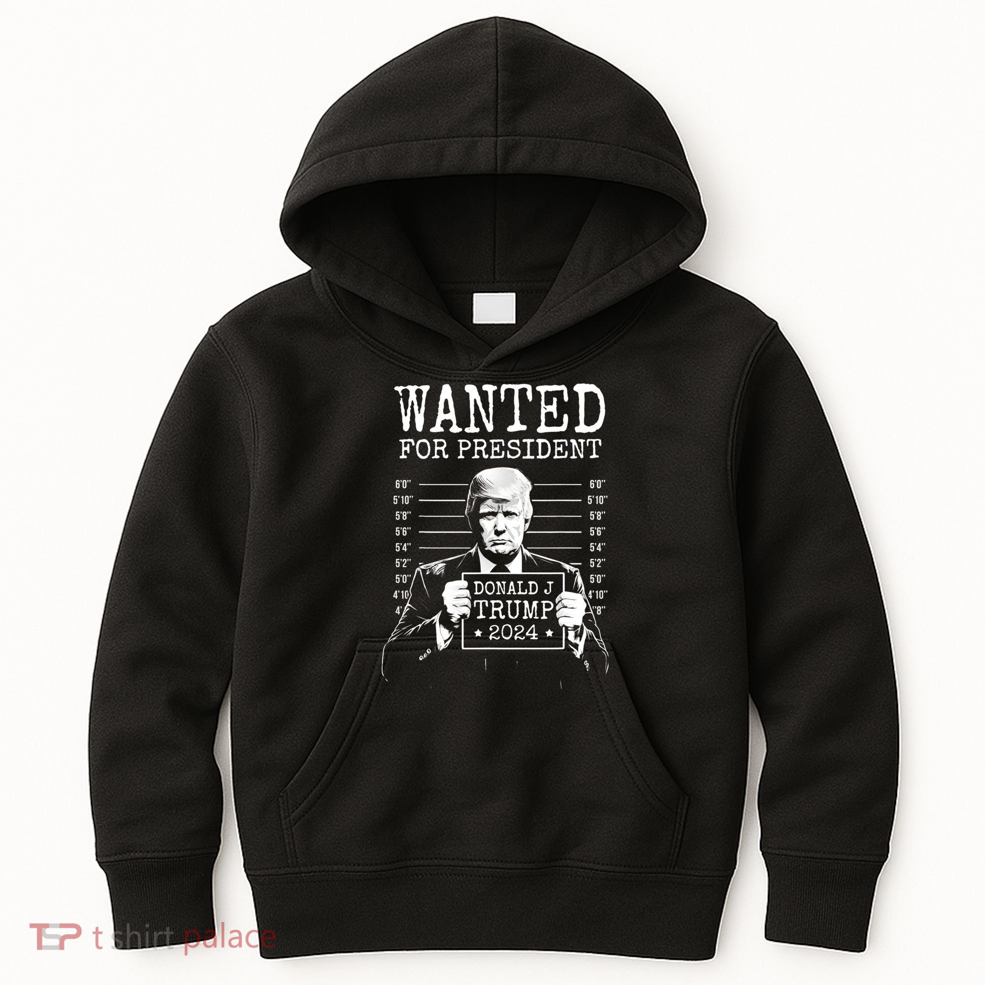 Wanted For President Donald Trump 2024 Mugshot Kids Hoodie