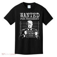 Wanted For President Donald Trump 2024 Mugshot Kids T-Shirt thumb 0