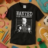 Wanted For President Donald Trump 2024 Mugshot Kids T-Shirt thumb 3