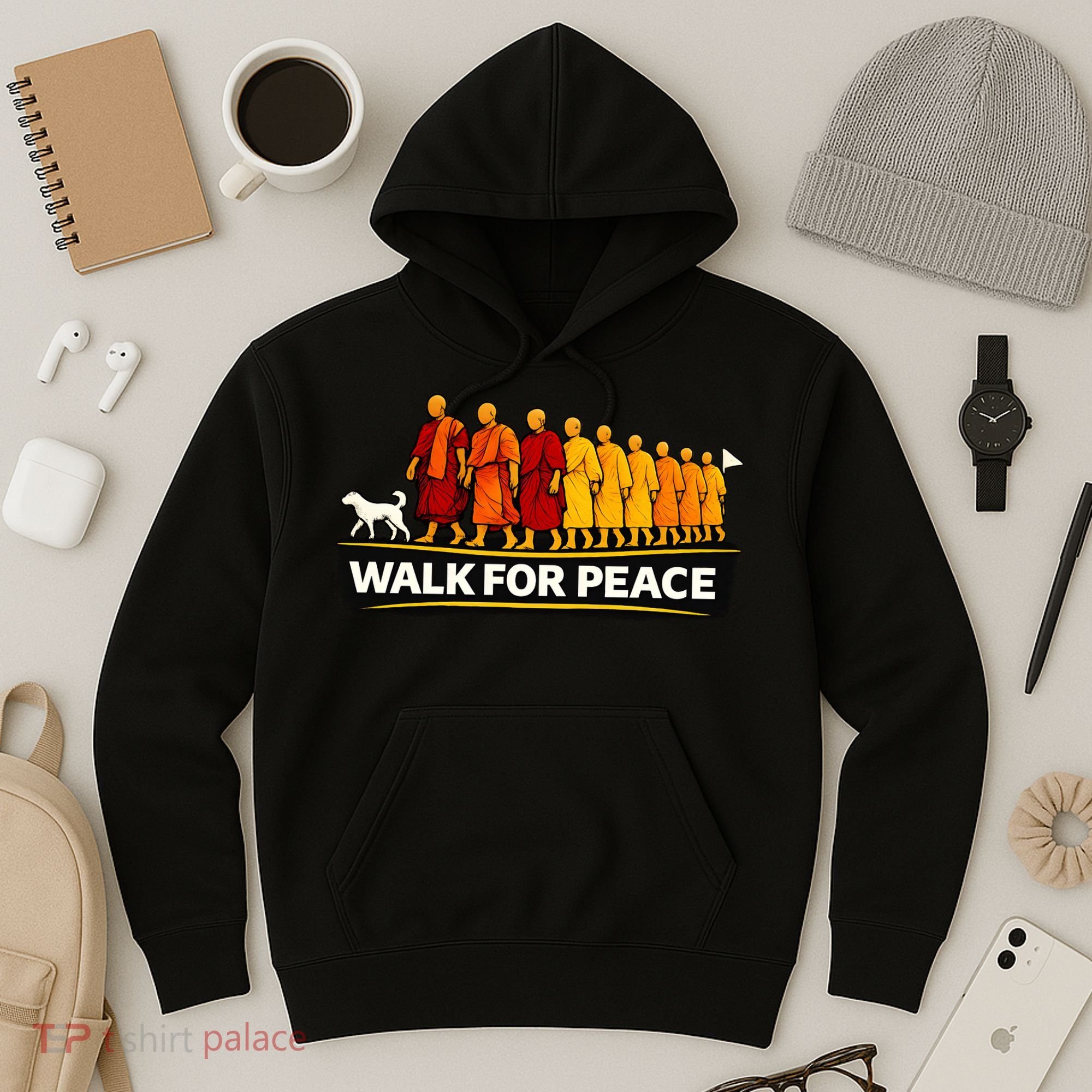 Walk For Peace Walking Monks Minimalist  Hoodie