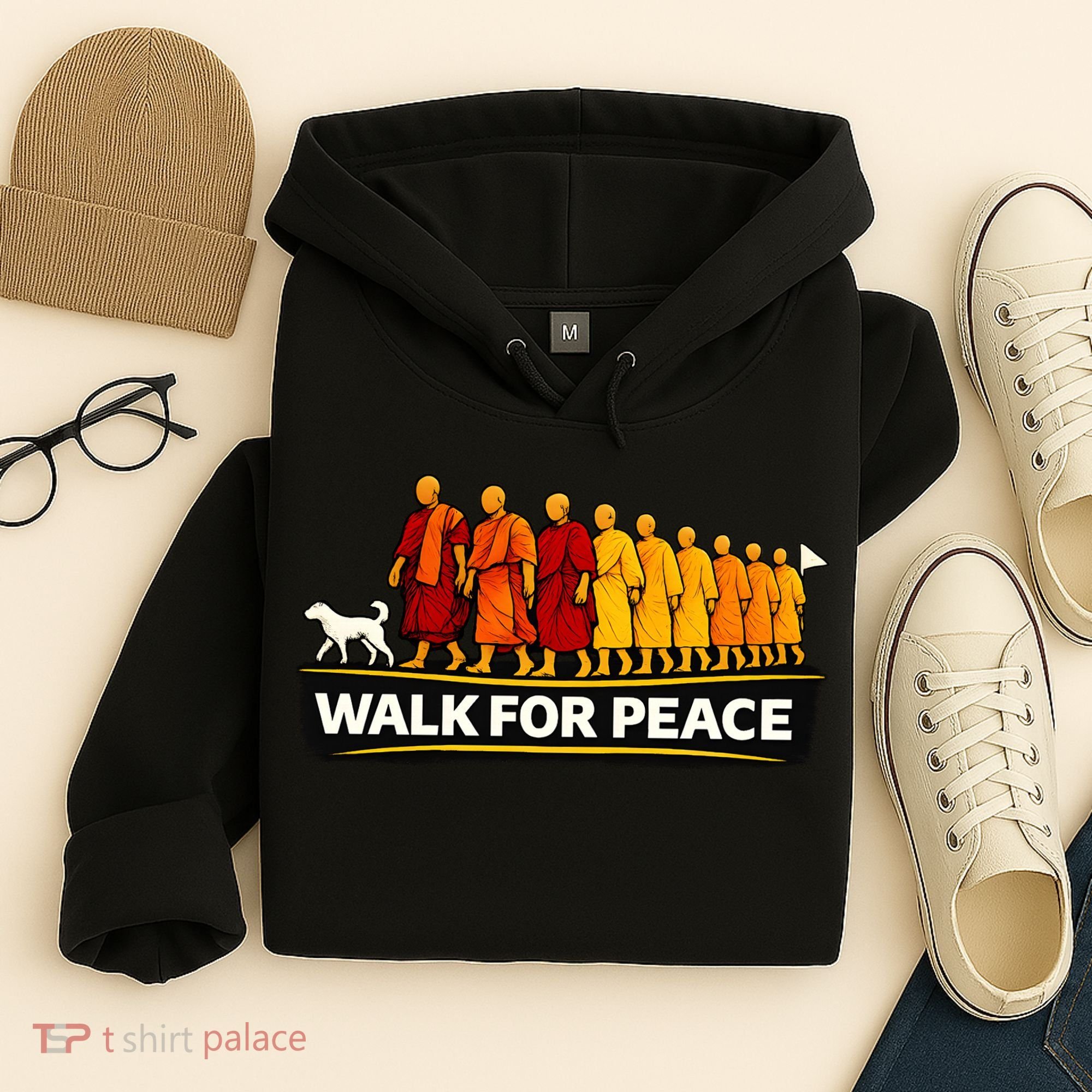 Walk For Peace Walking Monks Minimalist  Hoodie