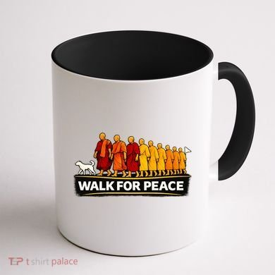 Walk For Peace Walking Monks Minimalist  Coffee Mug back