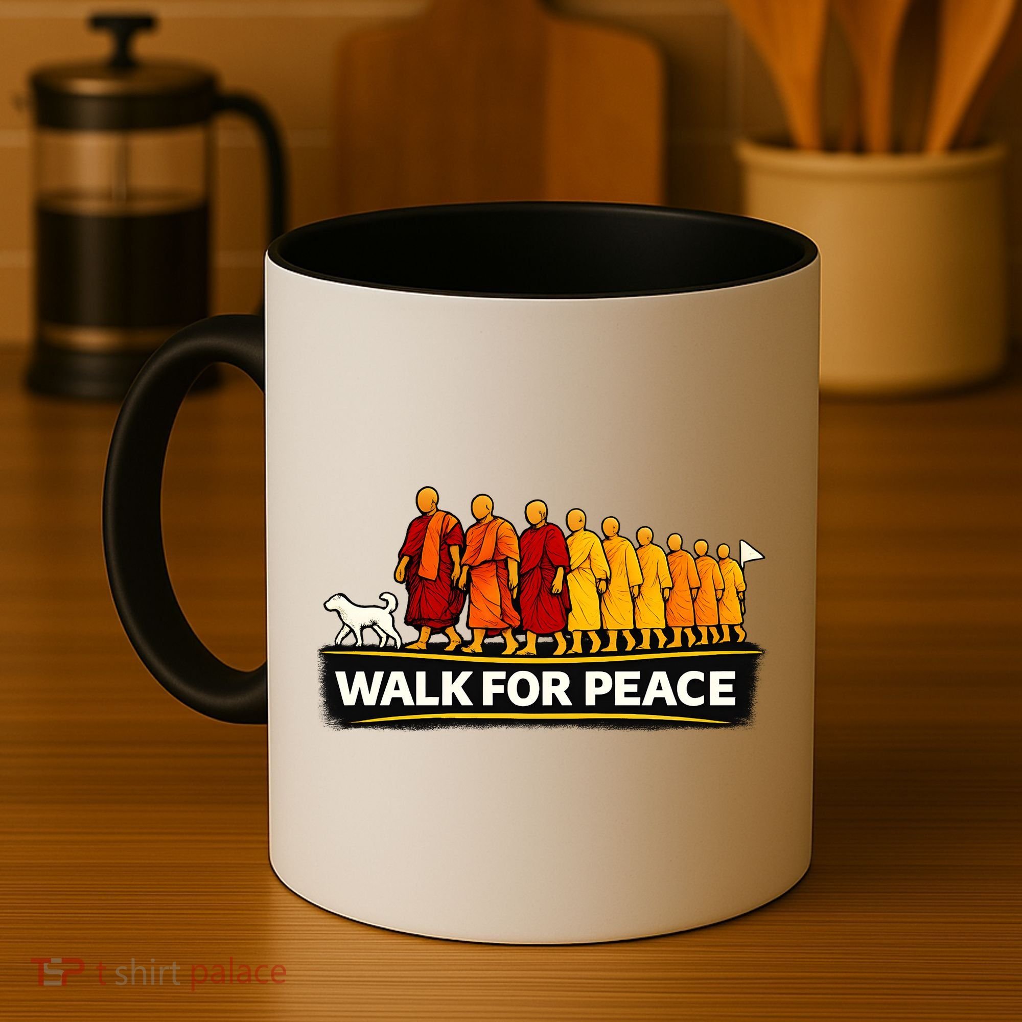 Walk For Peace Walking Monks Minimalist  Coffee Mug