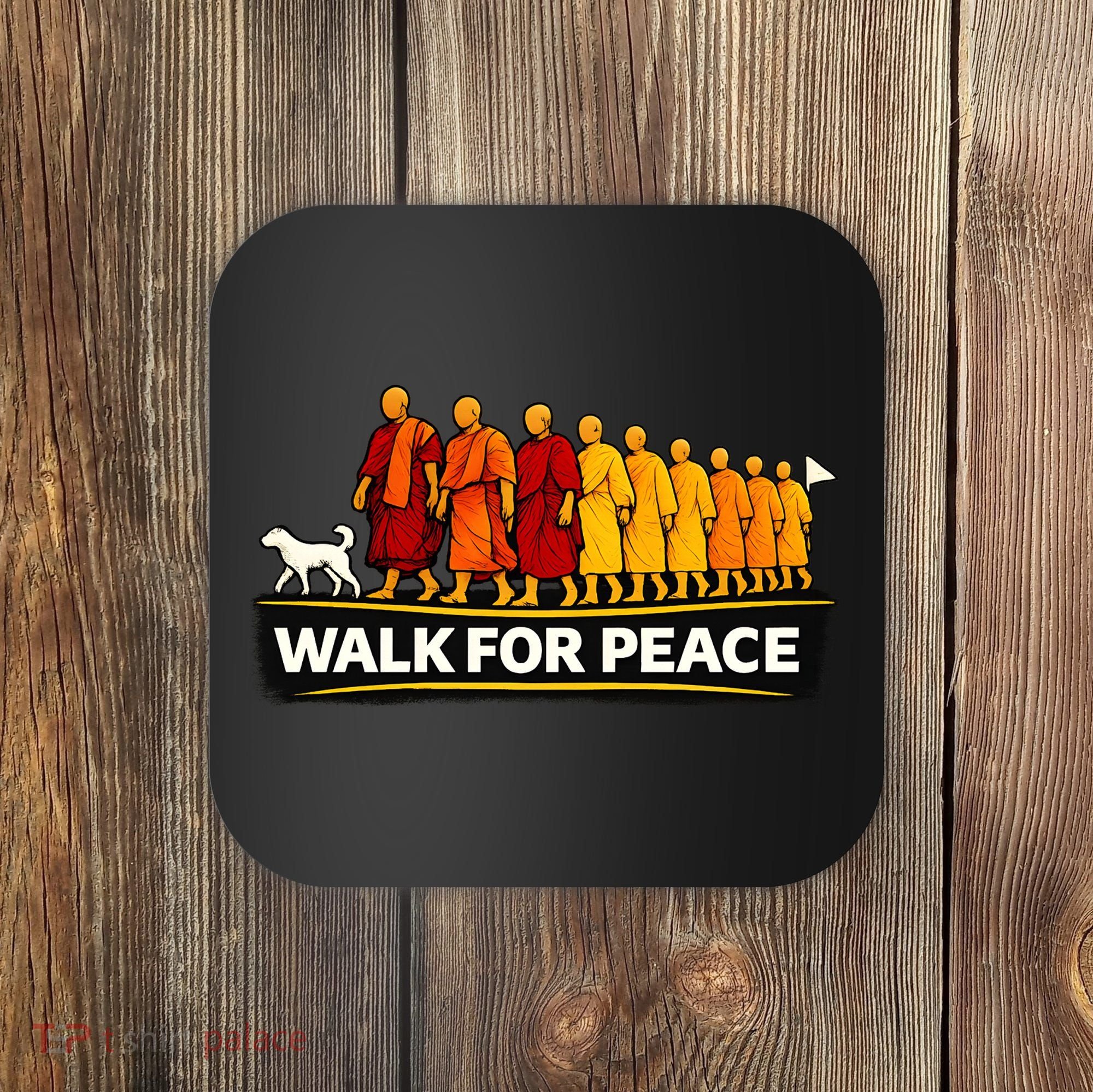 Walk For Peace Walking Monks Minimalist  Coaster